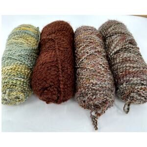 Lion Brand Homespun Mixed Lot Bulky Yarn Earthy Neutrals Green Brick Red 4 Skein